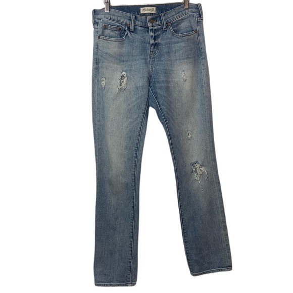 Madewell Slim Boy Distressed Light Wash Denim Jean